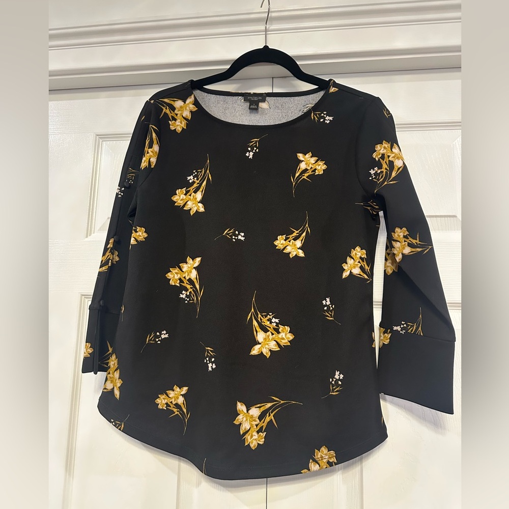 Ann Taylor Black and Yellow Blouse